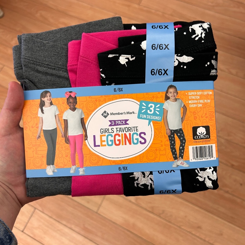 NEW Members mark 3pk pink unicorn leggings bundle